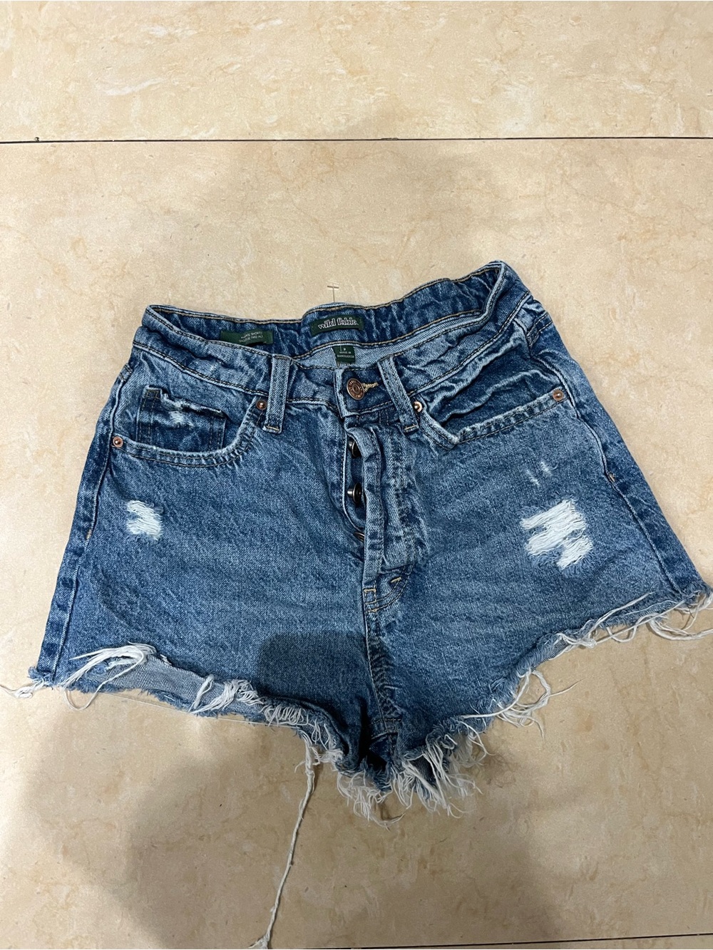 wild fable Distressed High-Rise Denim Shorts - Blue